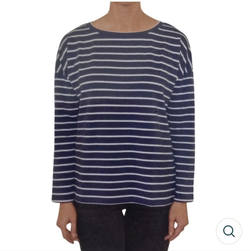 BB Dakota Navy Blue Nautical Striped Sweatshirt Long Sleeves Roundneck Medium